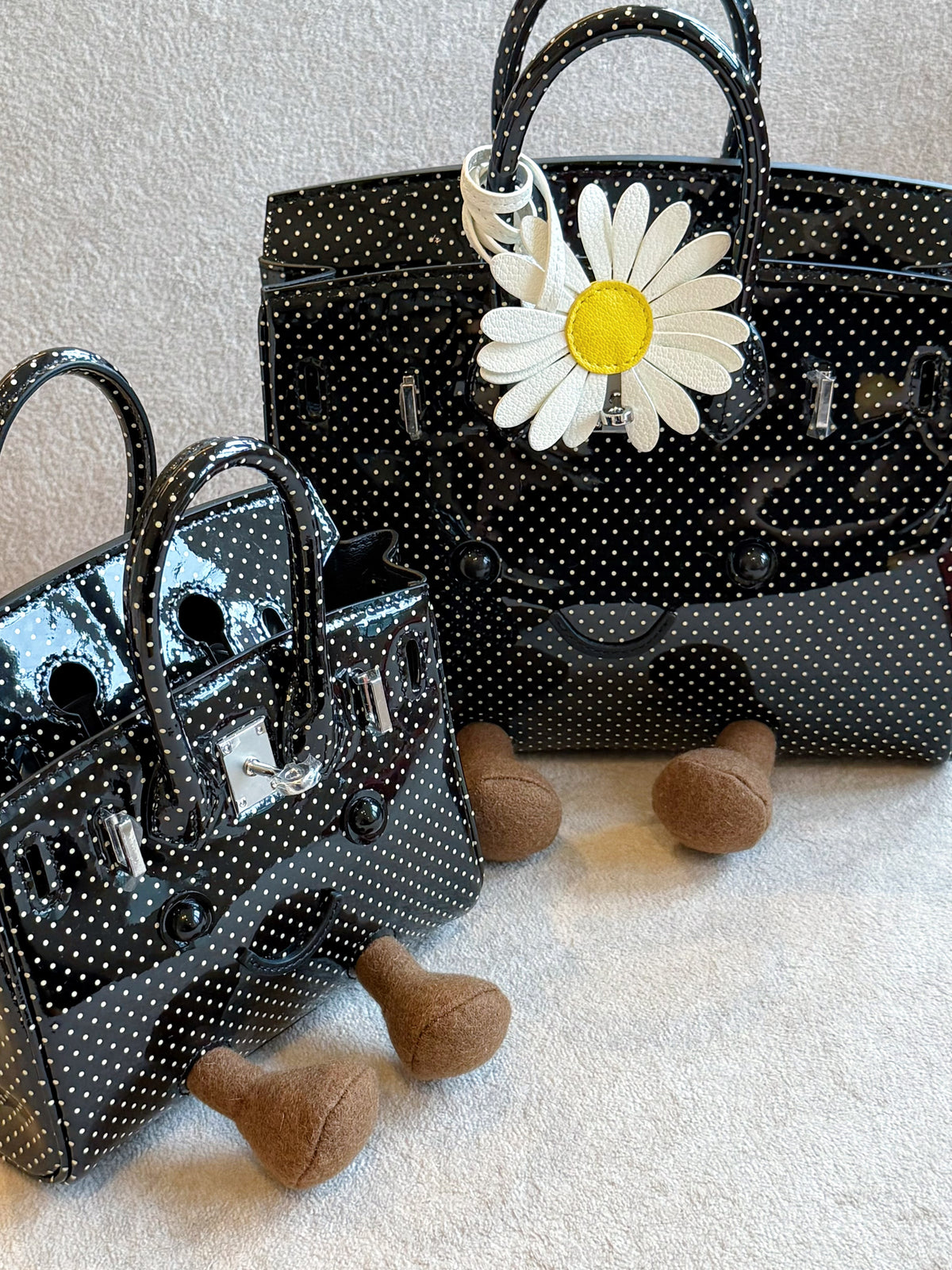 Little Miss Pois d’Amour black polka dot calf leather handbag by Collective by Aoki Little Miss Pois d’Amour black polka dot calf leather handbag by Collective by Aoki