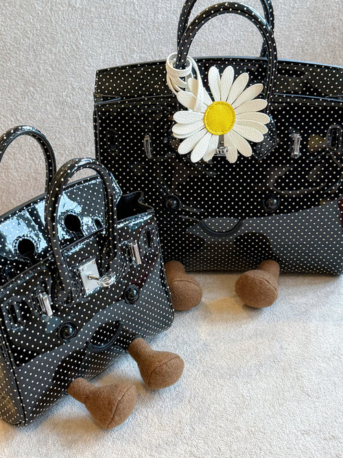 Little Miss Pois d’Amour black polka dot calf leather handbag by Collective by Aoki Little Miss Pois d’Amour black polka dot calf leather handbag by Collective by Aoki