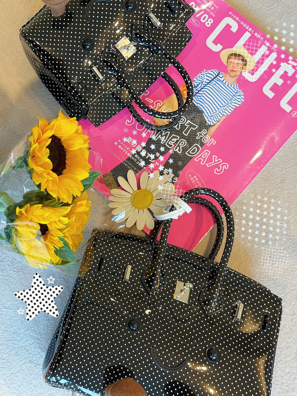 Little Miss Pois d’Amour black polka dot calf leather handbag by Collective by Aoki