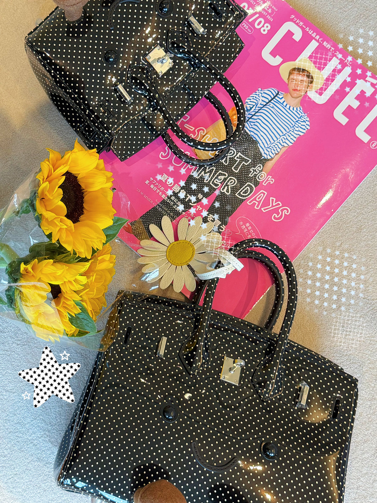 Little Miss Pois d’Amour black polka dot calf leather handbag by Collective by Aoki